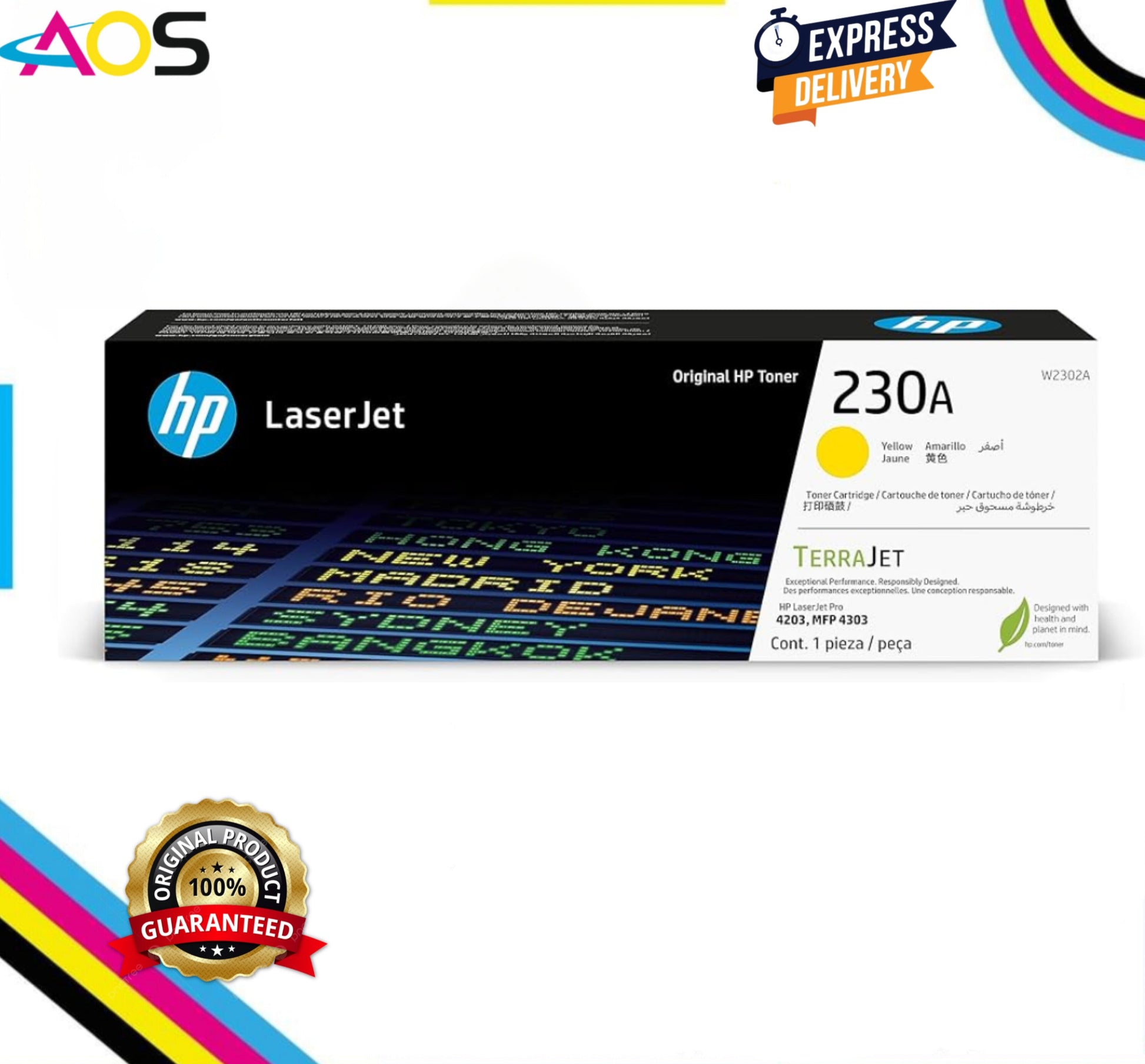HP 230A Yellow Laserjet Toner Cartridge W2302A Aos Cartridge