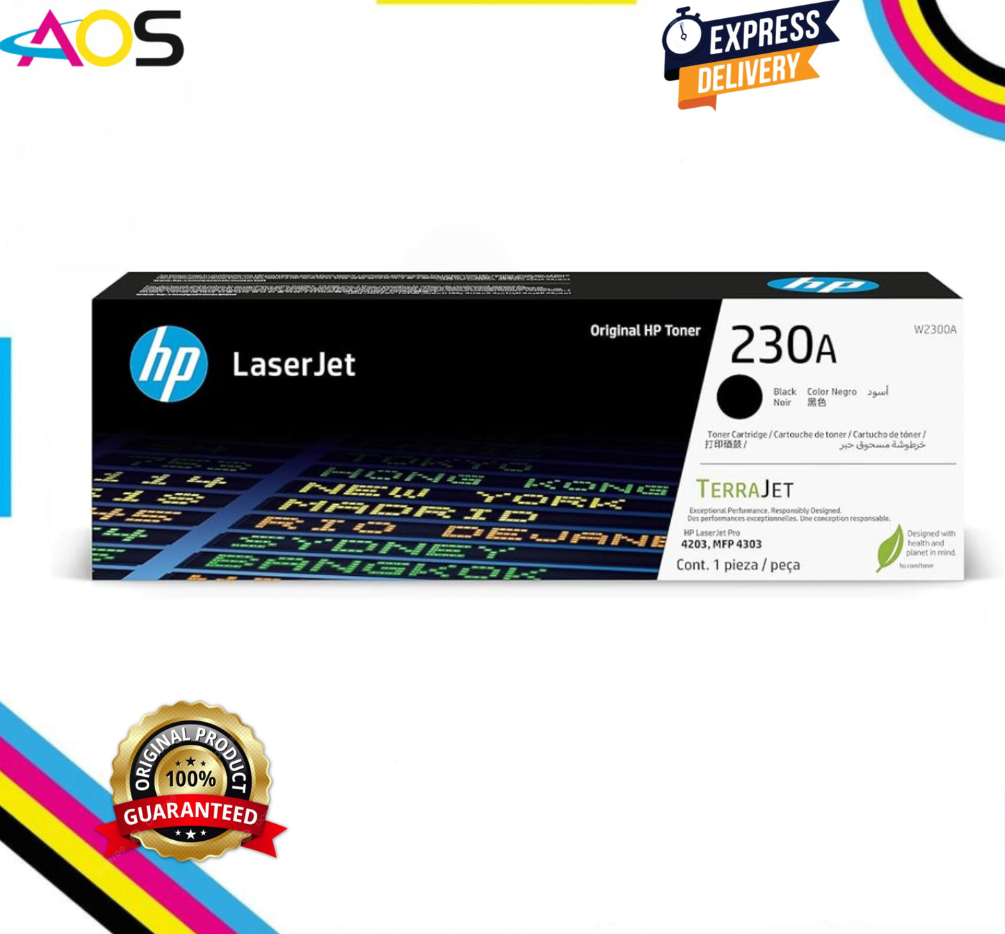 HP 230A Black Laserjet Toner Cartridge W2300A Aos Cartridge