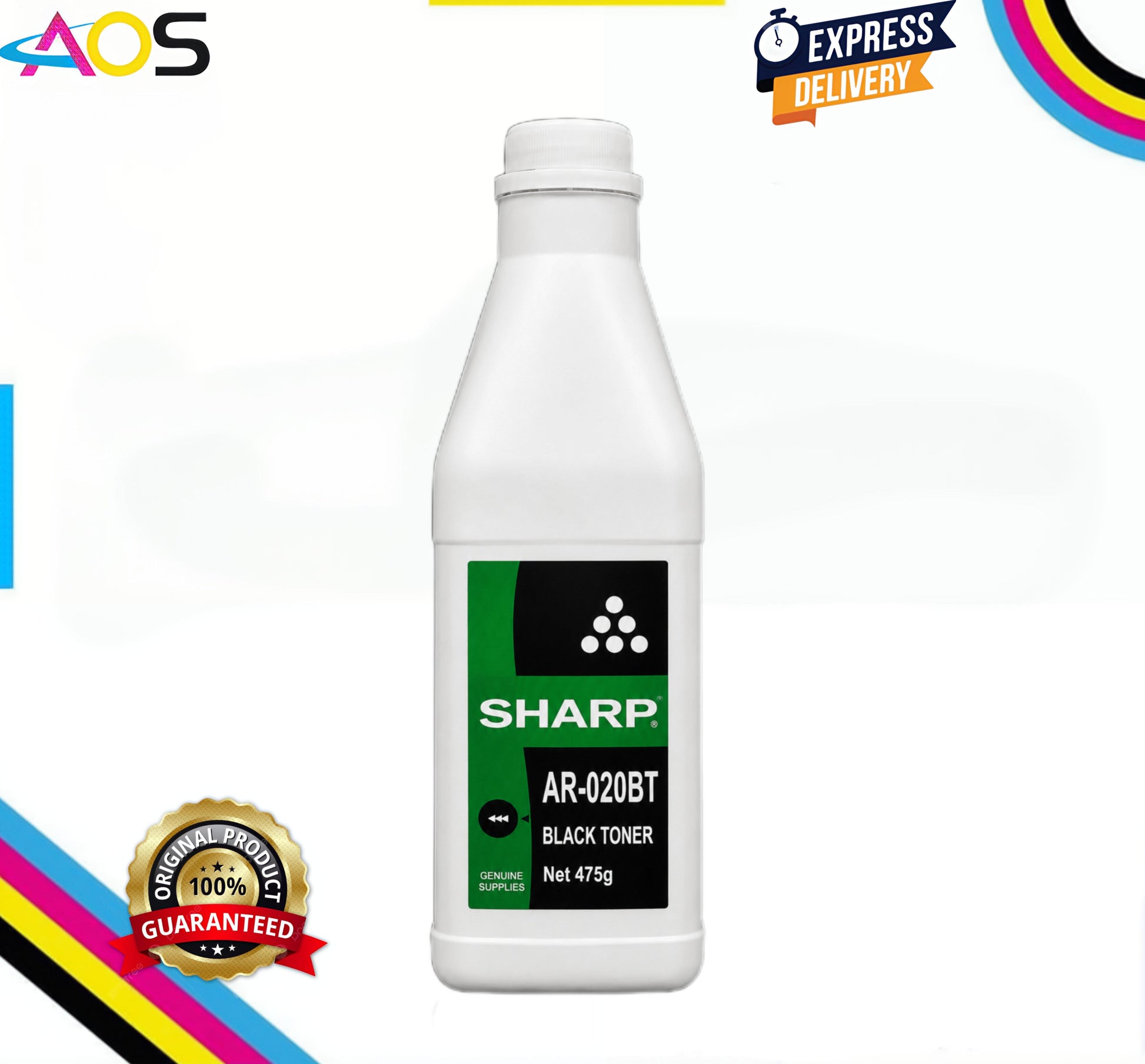 Sharp AR-020BT Black Toner Powder Bottle with Chip Aos Cartridge