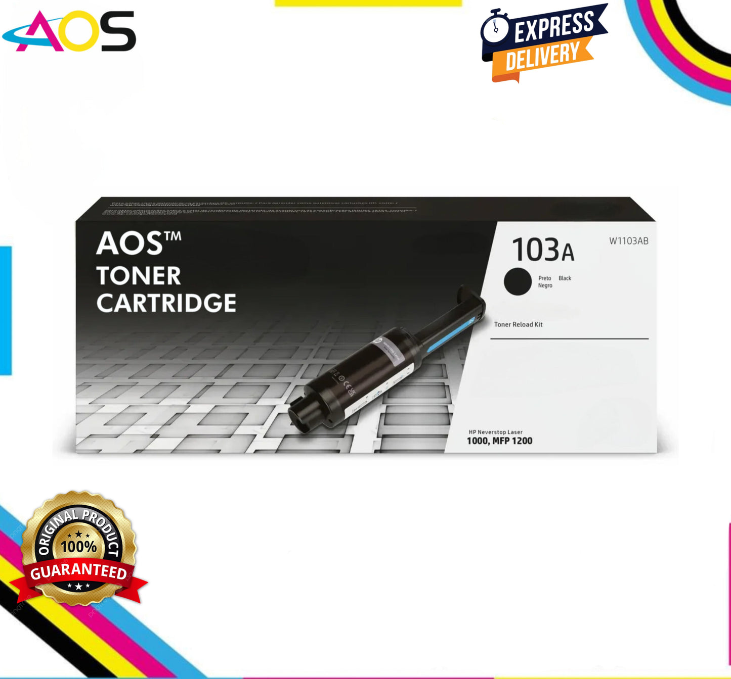 Aos 103A Black Toner Reload Kit - Replacement For HP 103A W1103A Aos Cartridge